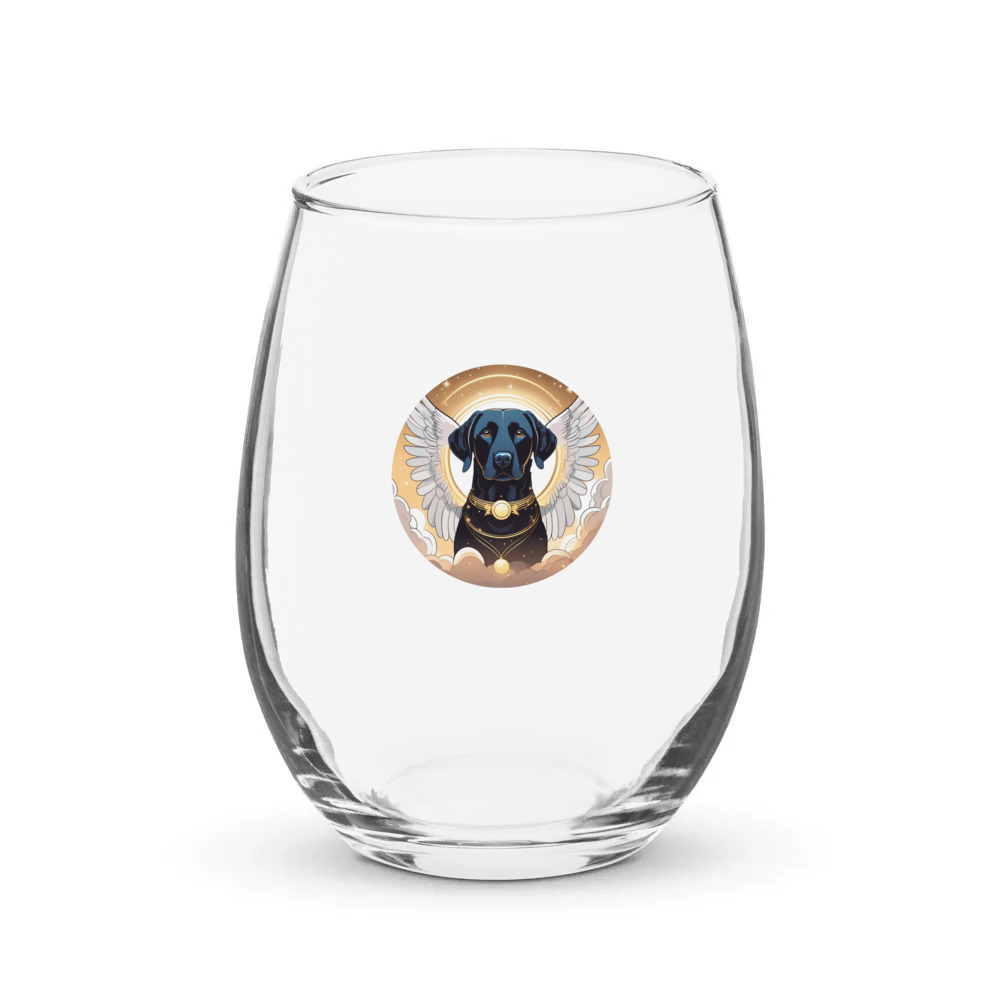 PugMug Custom Black Labrador Retriever Stemless Wine Glass