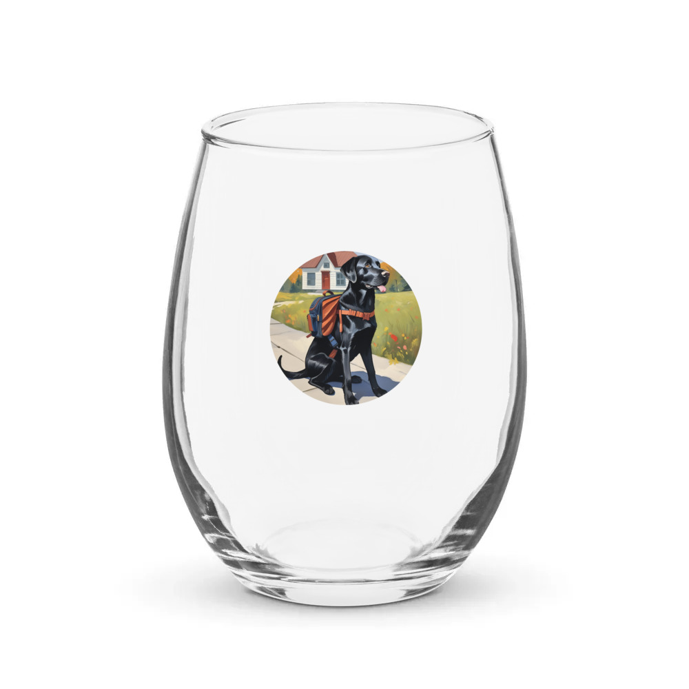 PugMug Custom Black Labrador Retriever Stemless Wine Glass