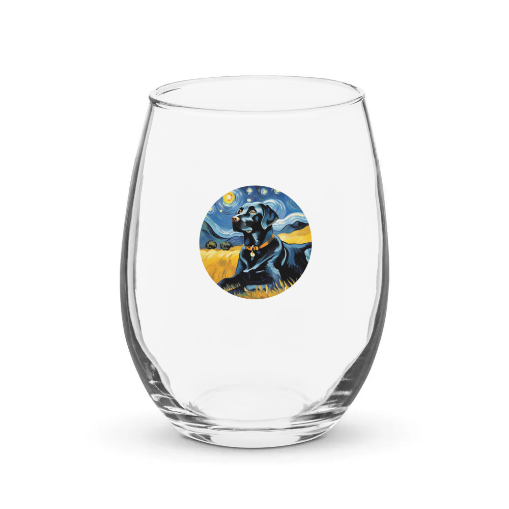 PugMug Custom Black Labrador Retriever Stemless Wine Glass