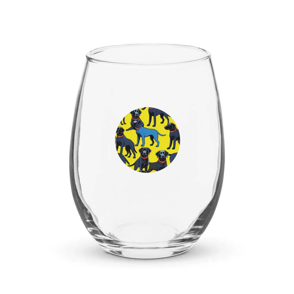 PugMug Custom Black Labrador Retriever Stemless Wine Glass