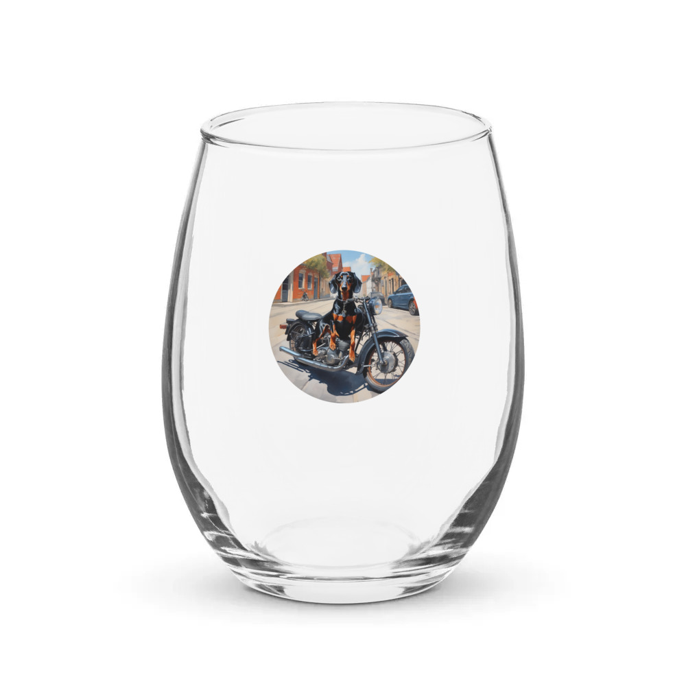PugMug Custom Black Dachshund Stemless Wine Glass