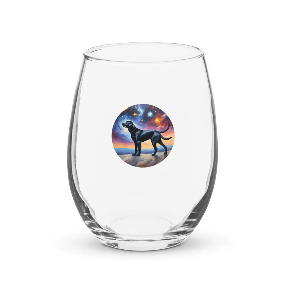 PugMug Custom Black Labrador Retriever Stemless Wine Glass