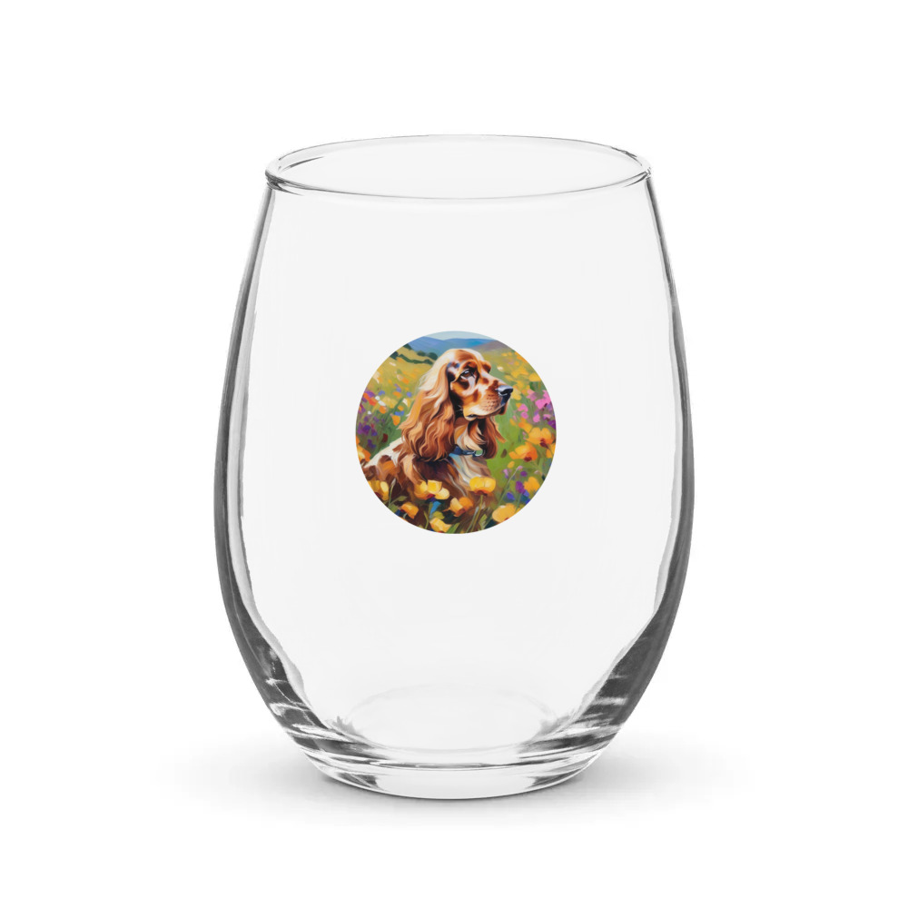 PugMug Custom English Cocker Spaniel Stemless Wine Glass
