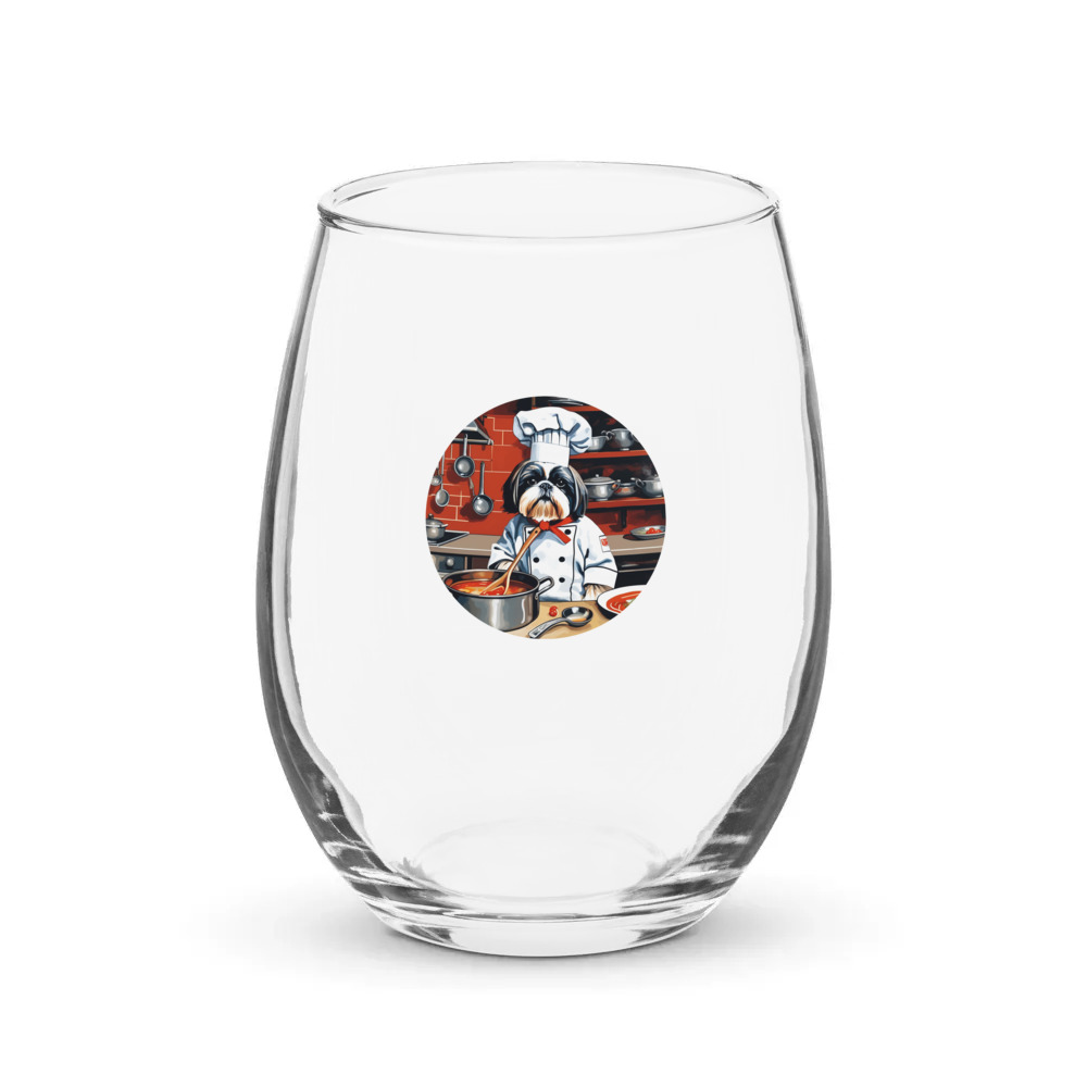 PugMug Custom Shih Tzu Stemless Wine Glass