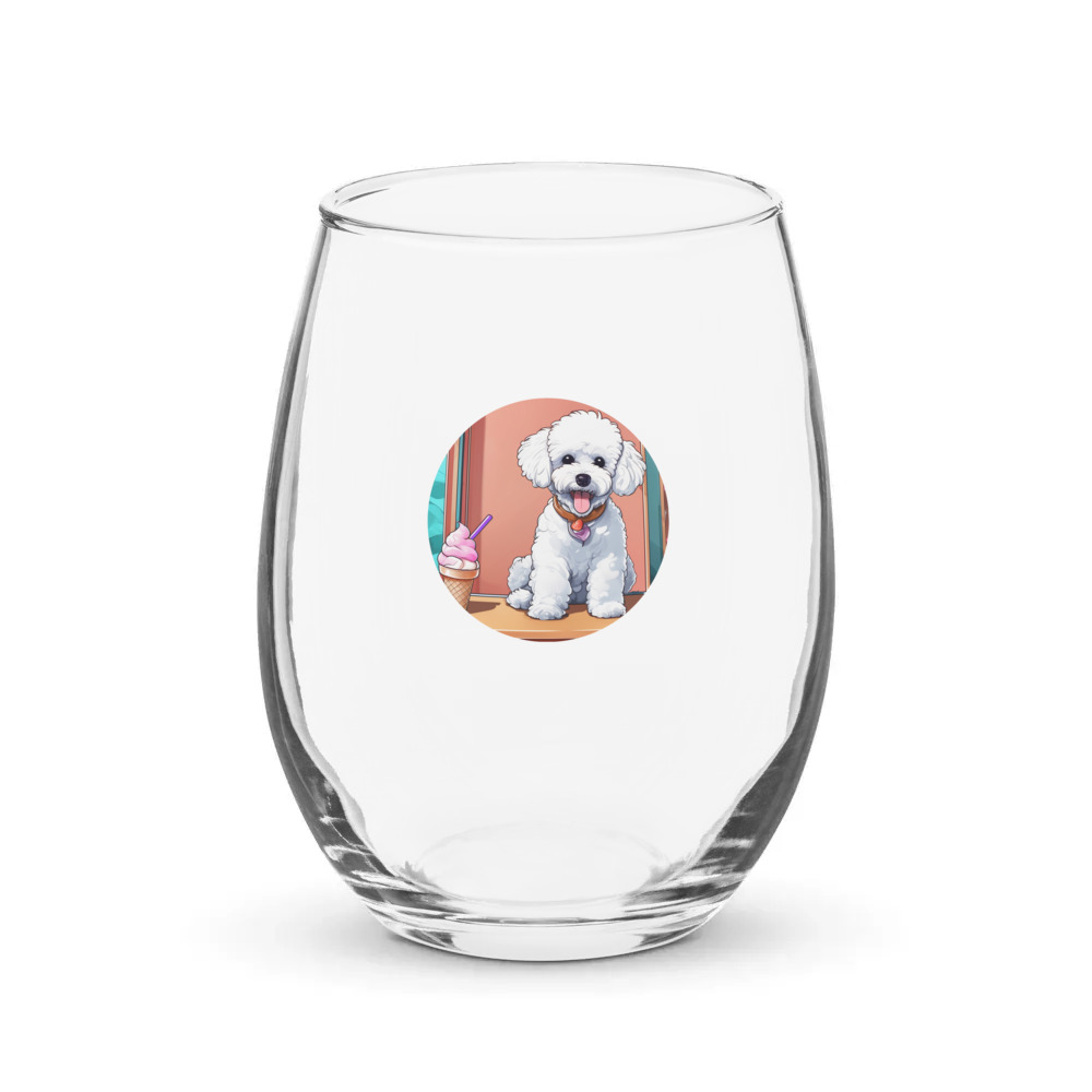 PugMug Custom Bichons Frise Stemless Wine Glass