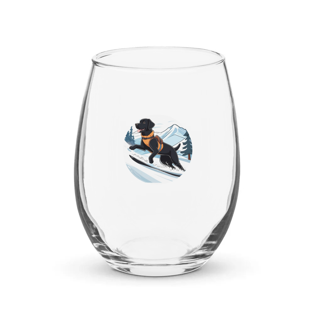 PugMug Custom Black Labrador Retriever Stemless Wine Glass