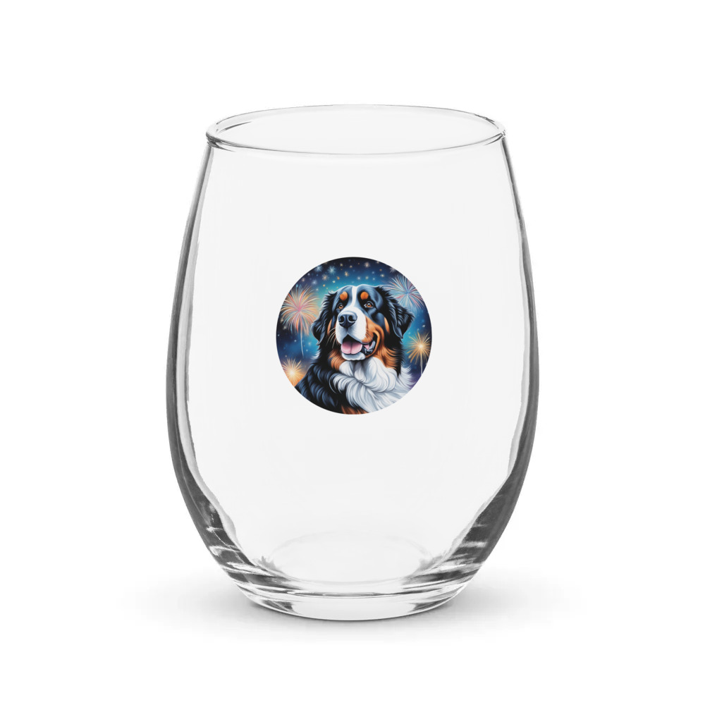 PugMug Custom Bernese Mountain Dog Stemless Wine Glass