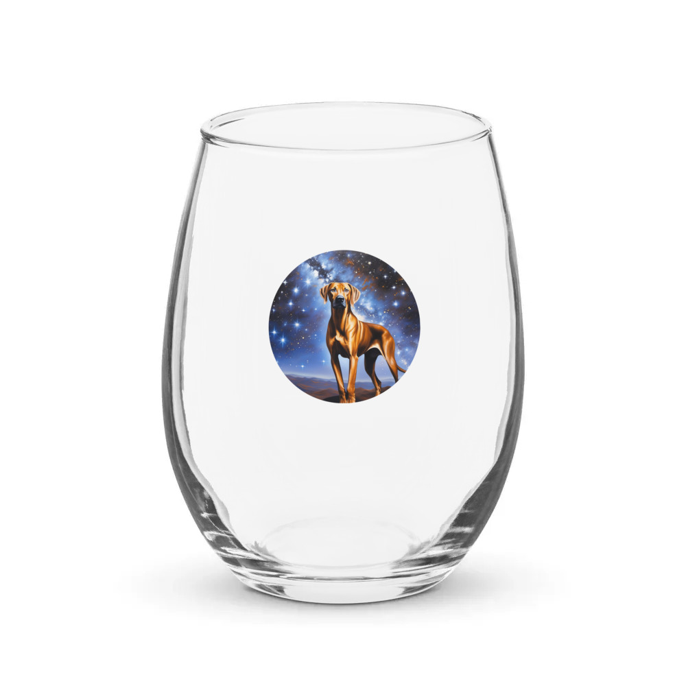 PugMug Custom Rhodesian Ridgeback Stemless Wine Glass