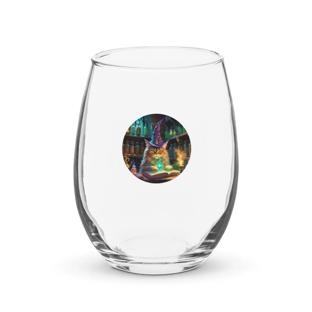 PugMug Custom Tabby Persian Cat Stemless Wine Glass
