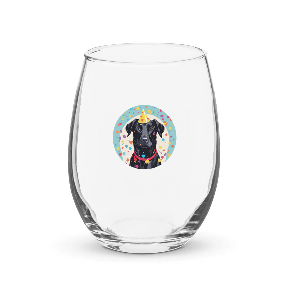 PugMug Custom Black Labrador Retriever Stemless Wine Glass