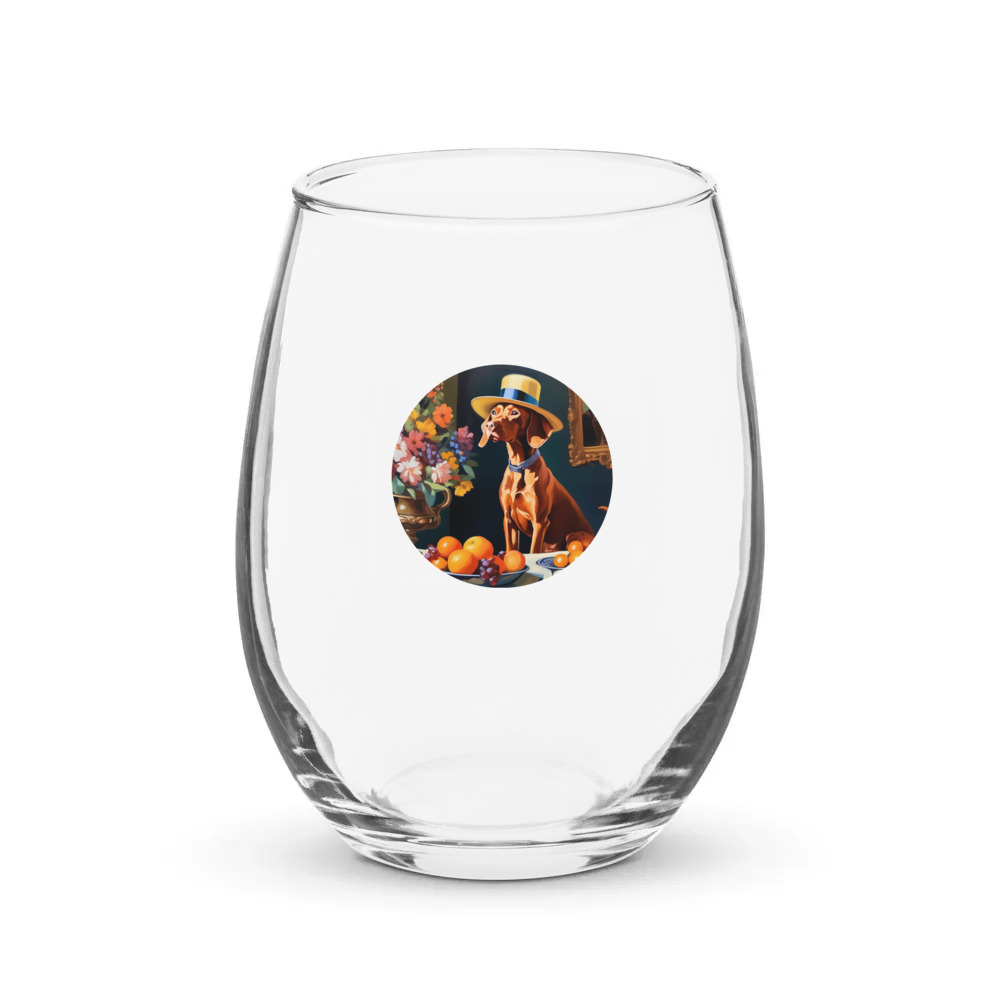 PugMug Custom Vizsla Stemless Wine Glass