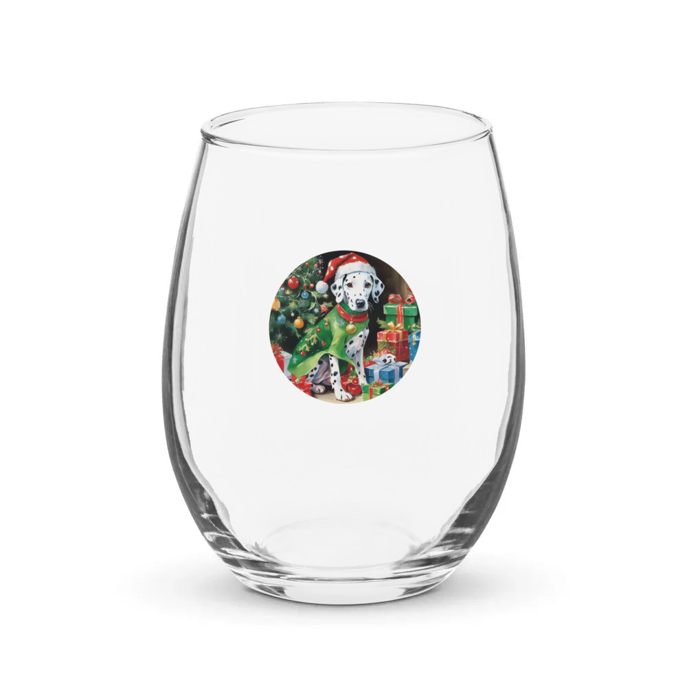 PugMug Custom Dalmatian Stemless Wine Glass