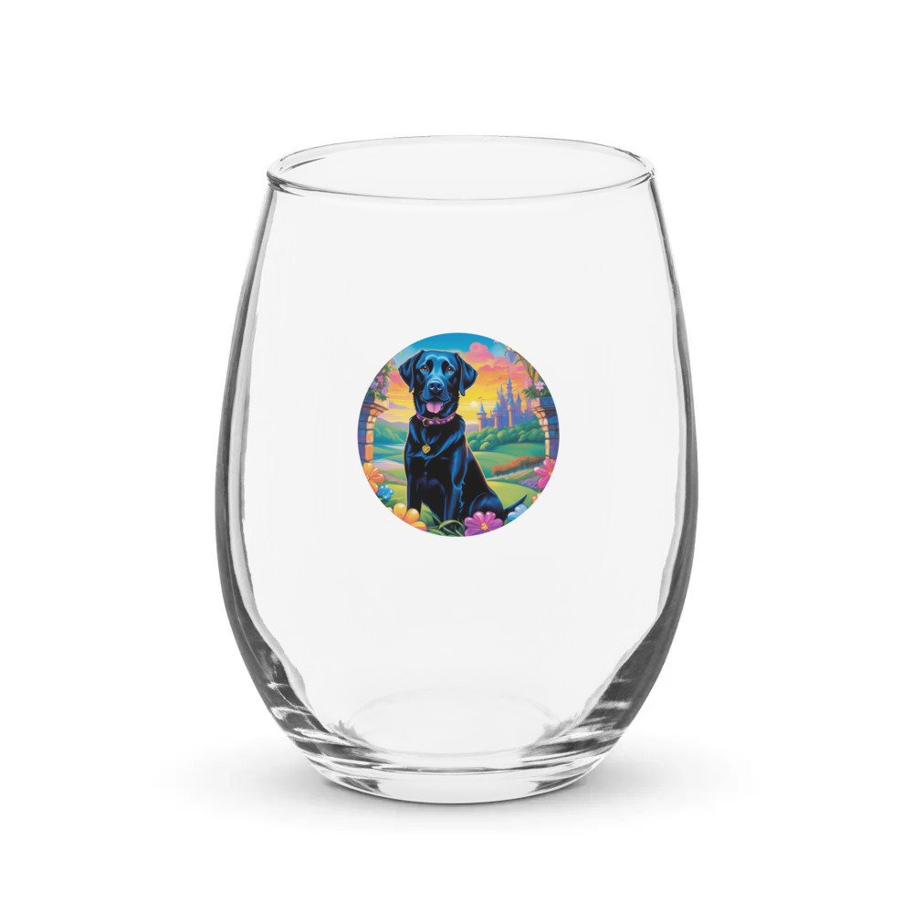 PugMug Custom Black Labrador Retriever Stemless Wine Glass