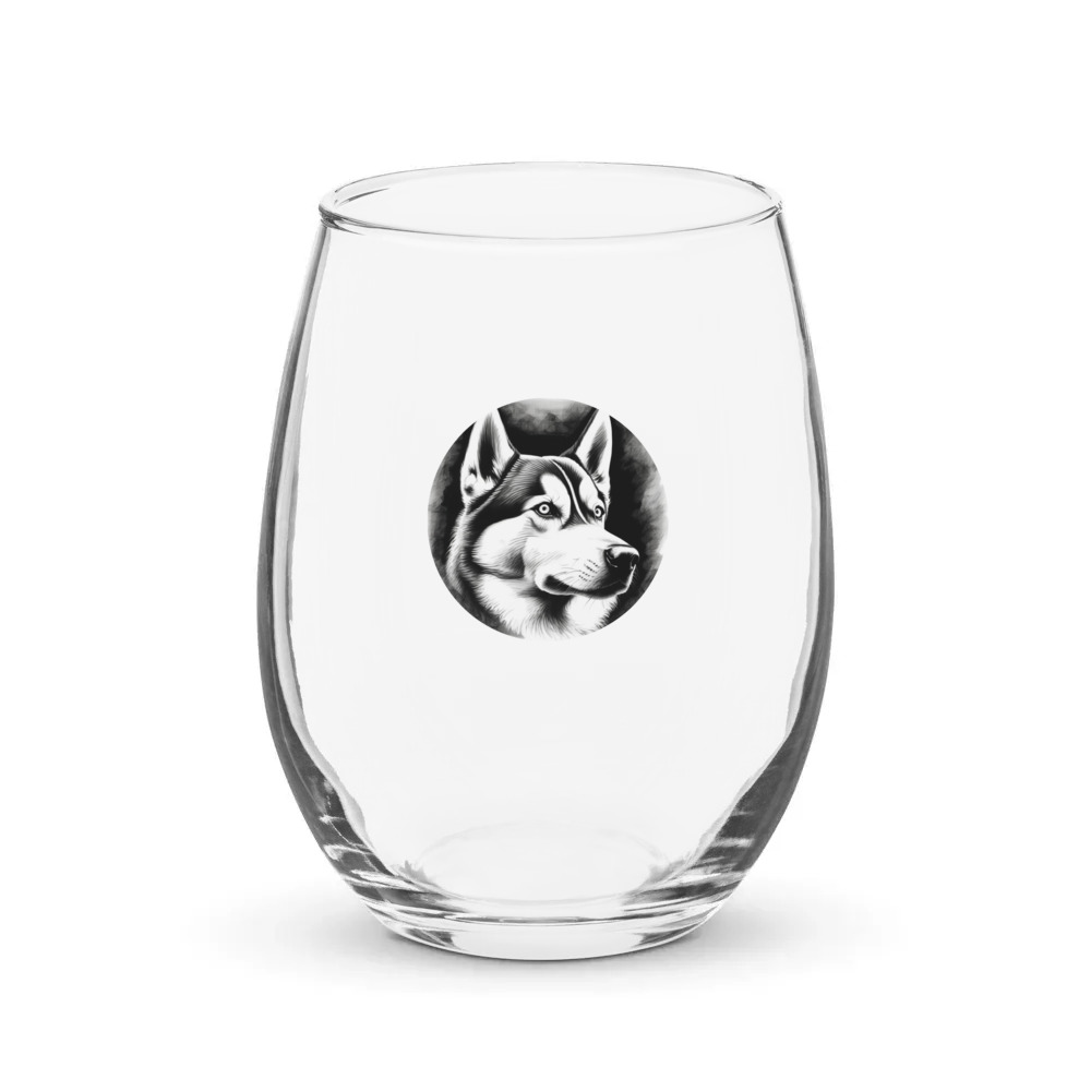 PugMug Custom Siberian Husky Stemless Wine Glass