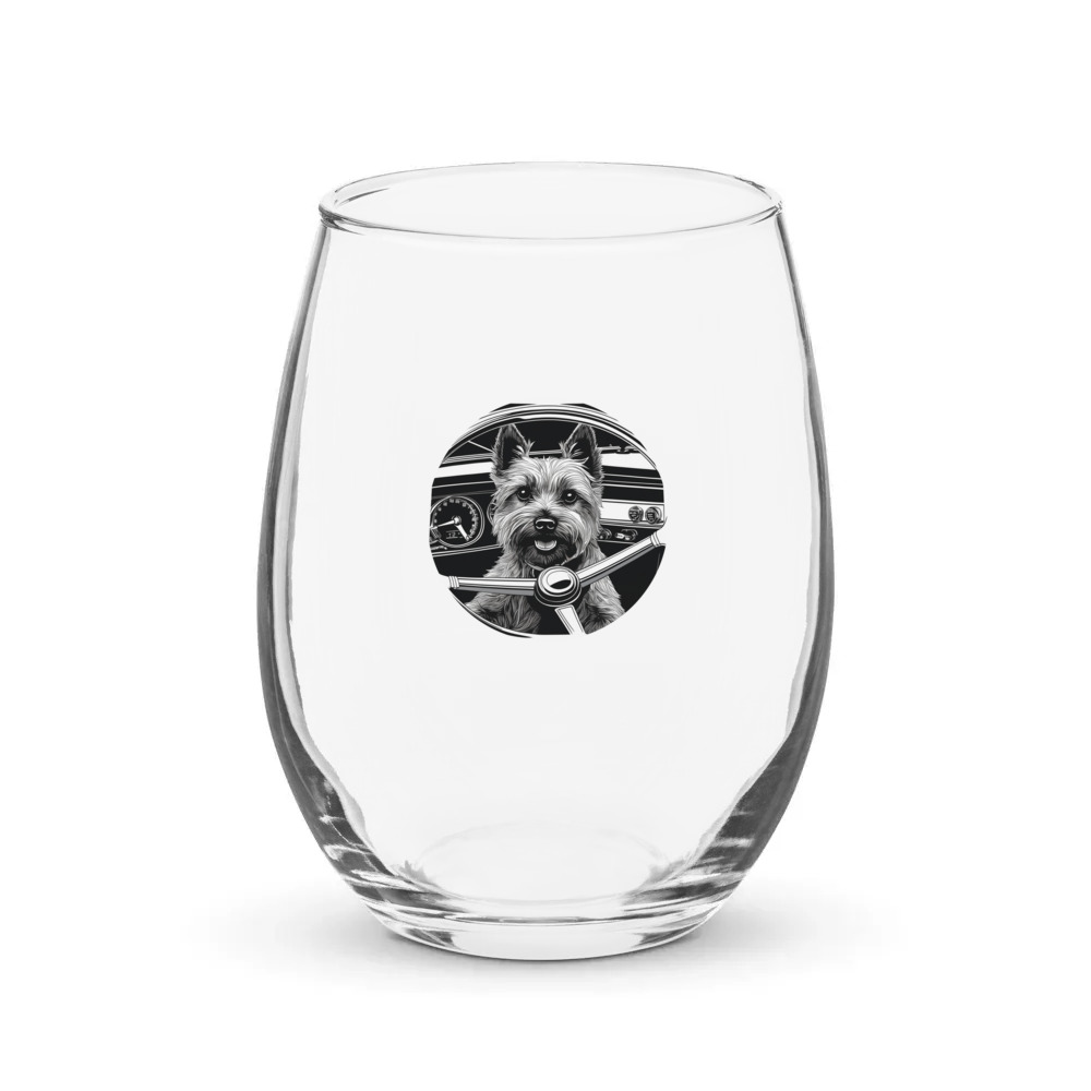 PugMug Custom Cairn Terrier Stemless Wine Glass