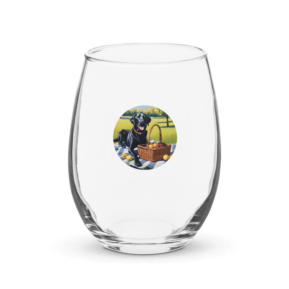PugMug Custom Black Labrador Retriever Stemless Wine Glass