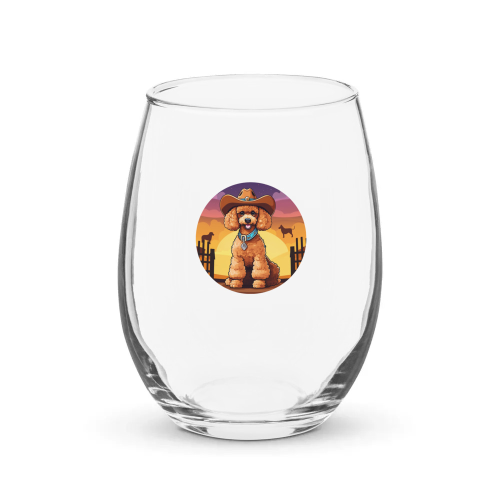 PugMug Custom Tan Poodle Stemless Wine Glass