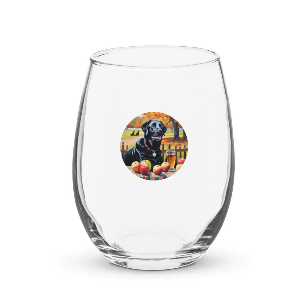 PugMug Custom Black Labrador Retriever Stemless Wine Glass