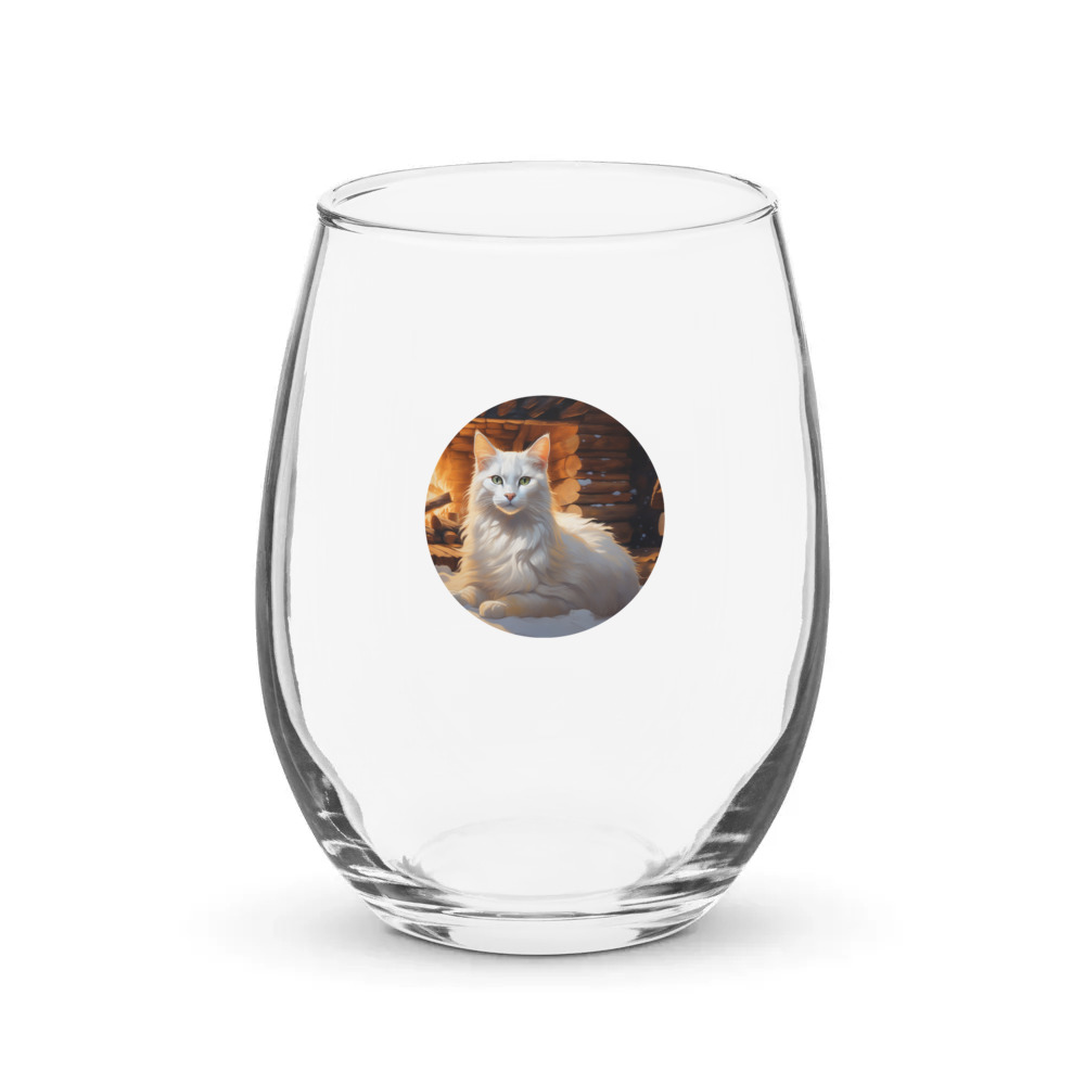 PugMug Custom White Companion Cat Stemless Wine Glass