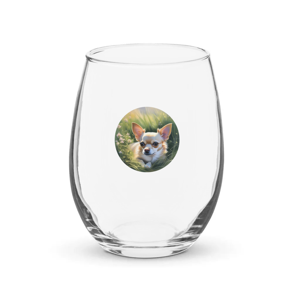 PugMug Custom Chihuahua Stemless Wine Glass