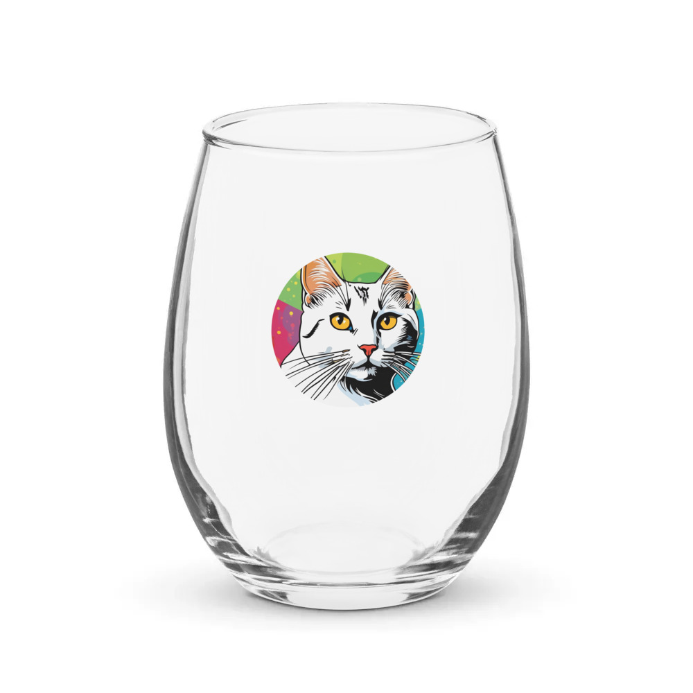 PugMug Custom White Companion Cat Stemless Wine Glass