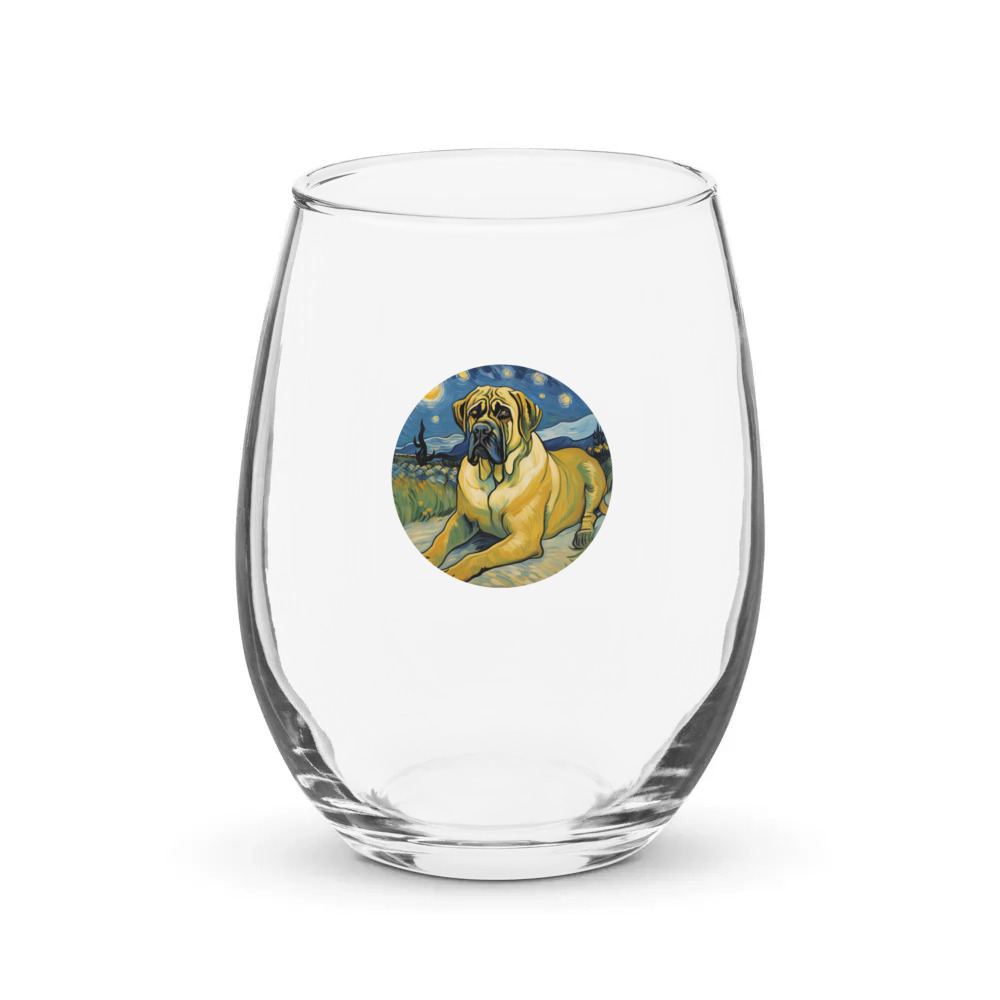 PugMug Custom Mastiff Stemless Wine Glass