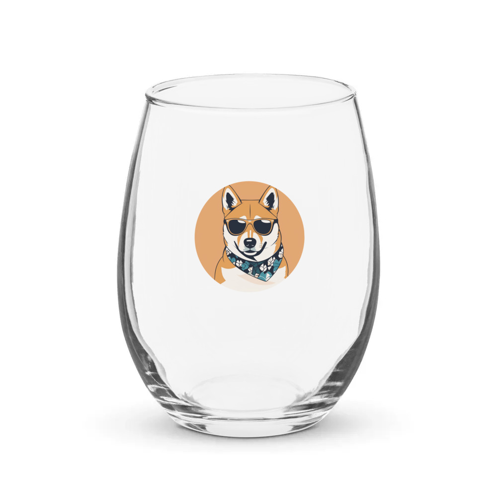 PugMug Custom Shiba Inu Stemless Wine Glass
