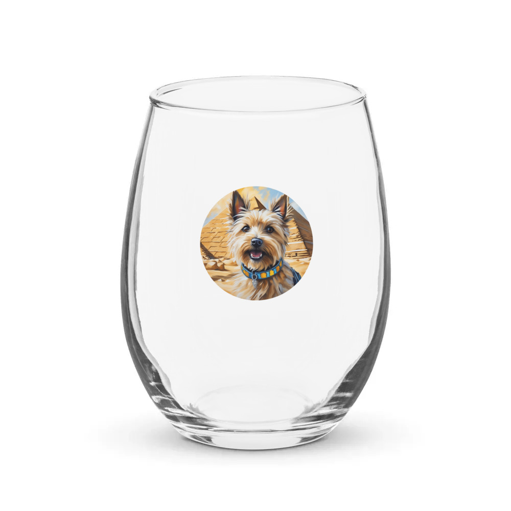 PugMug Custom Cairn Terrier Stemless Wine Glass