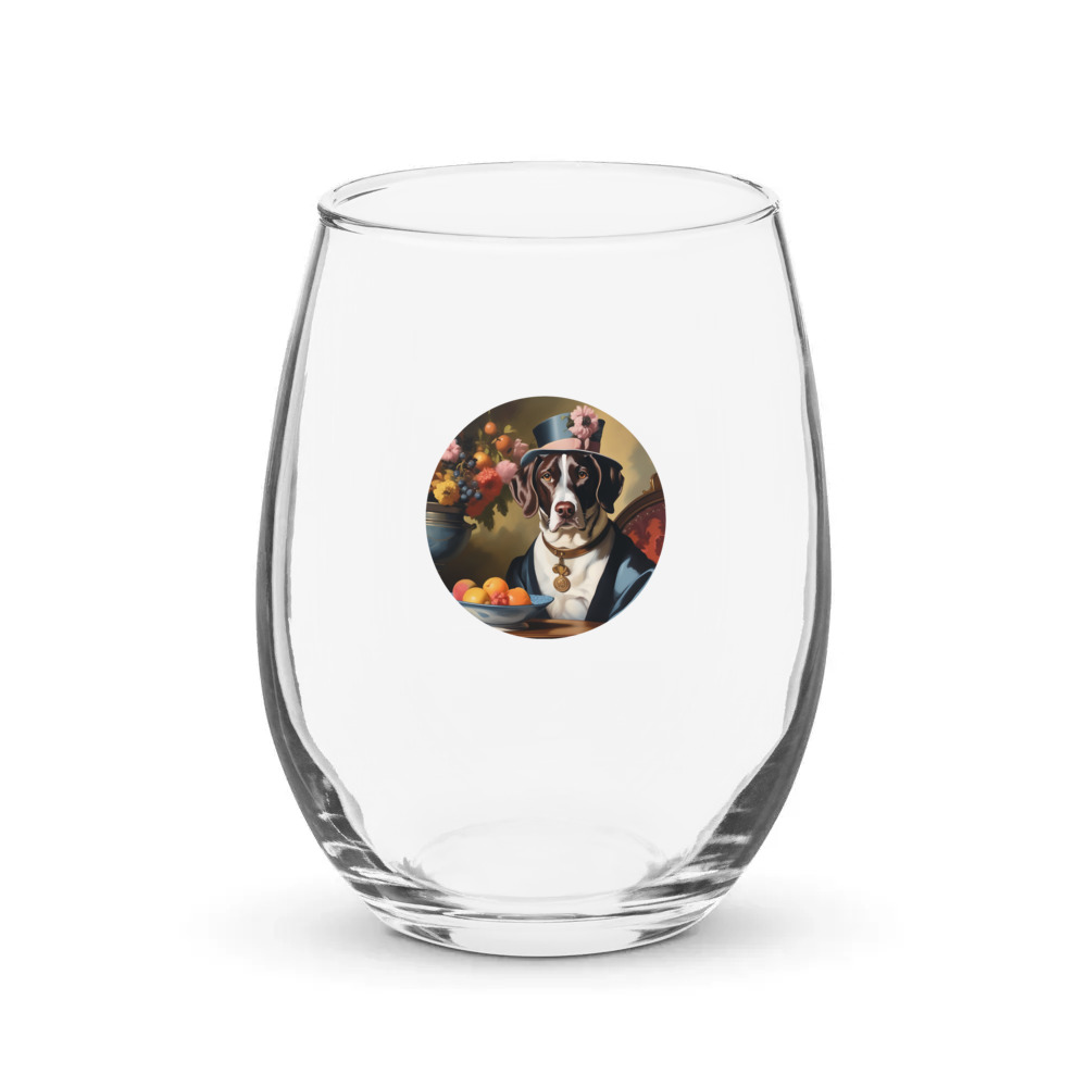 PugMug Custom Pointer Dog Stemless Wine Glass