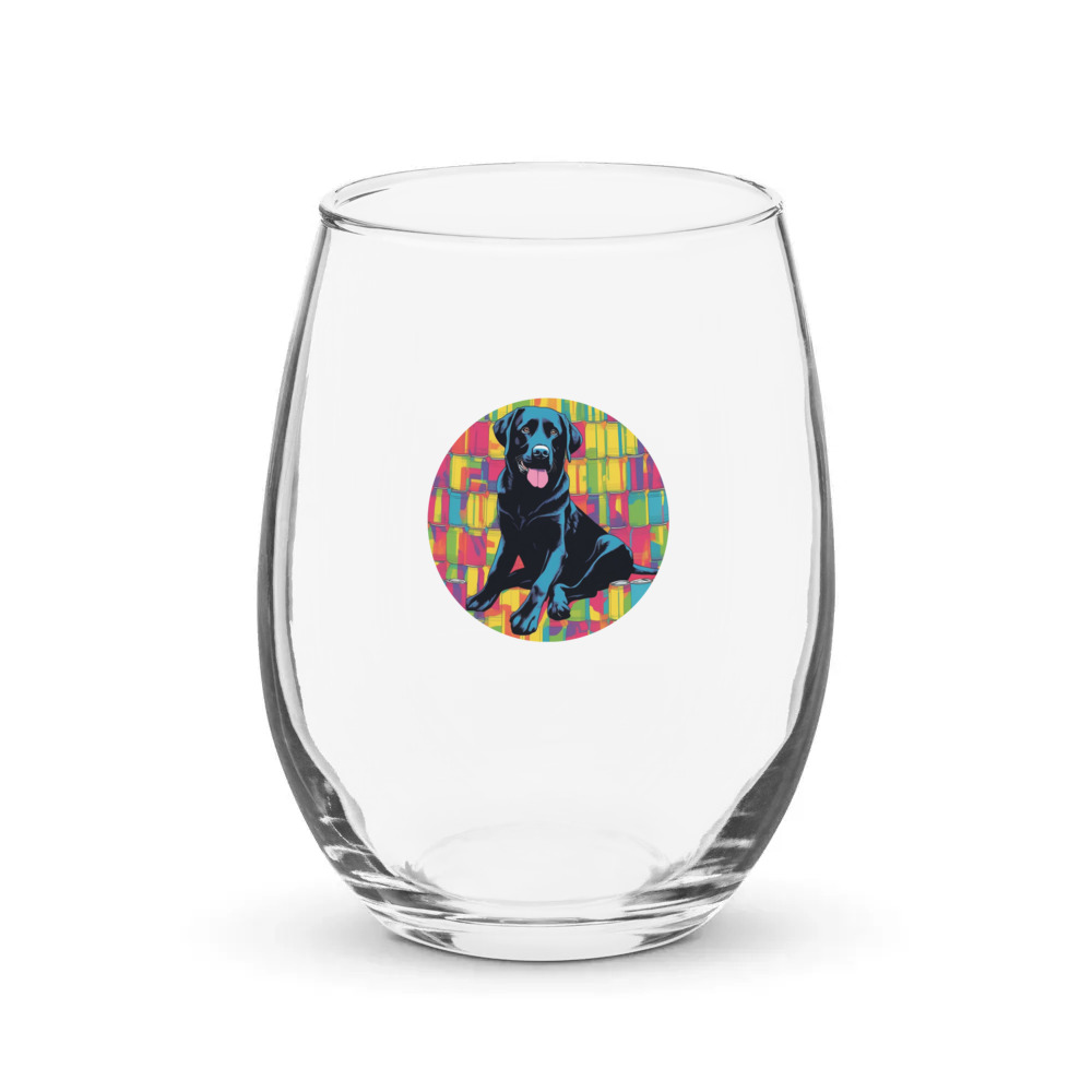 PugMug Custom Black Labrador Retriever Stemless Wine Glass