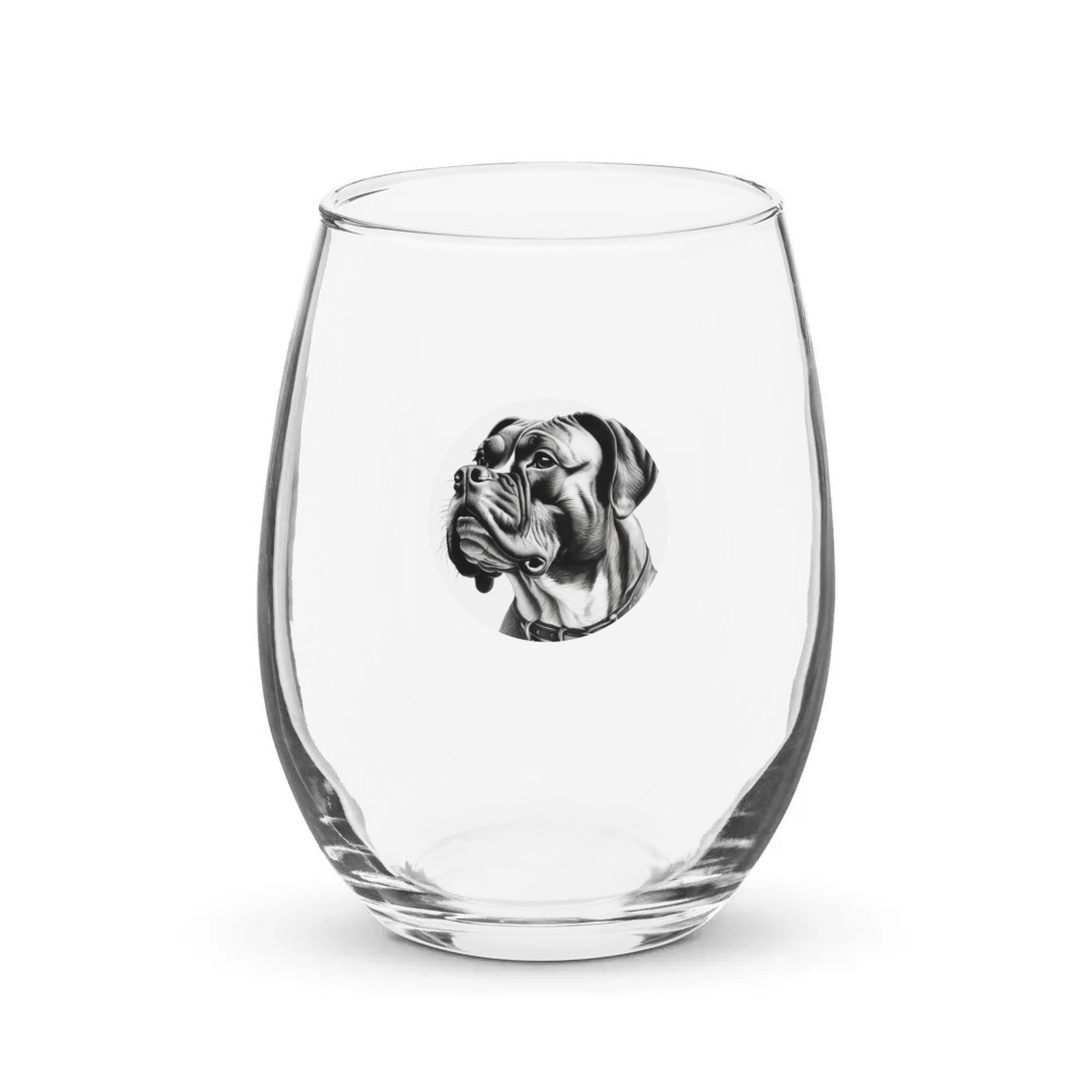 PugMug Custom Boxer Dog Stemless Wine Glass