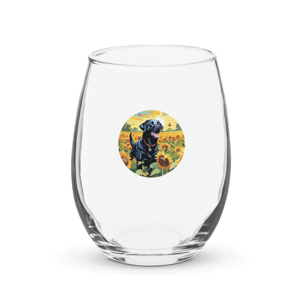 PugMug Custom Black Labrador Retriever Stemless Wine Glass