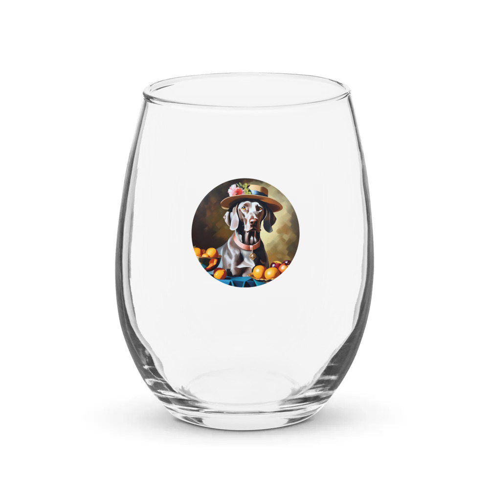 PugMug Custom Weimaraner Stemless Wine Glass