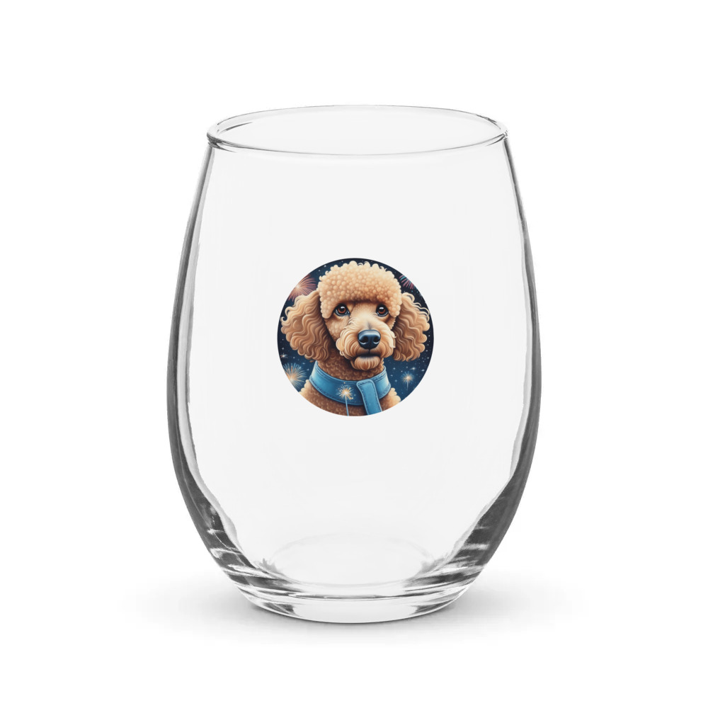 PugMug Custom Tan Poodle Stemless Wine Glass