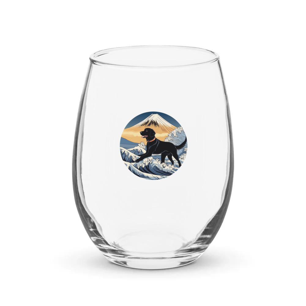 PugMug Custom Black Labrador Retriever Stemless Wine Glass