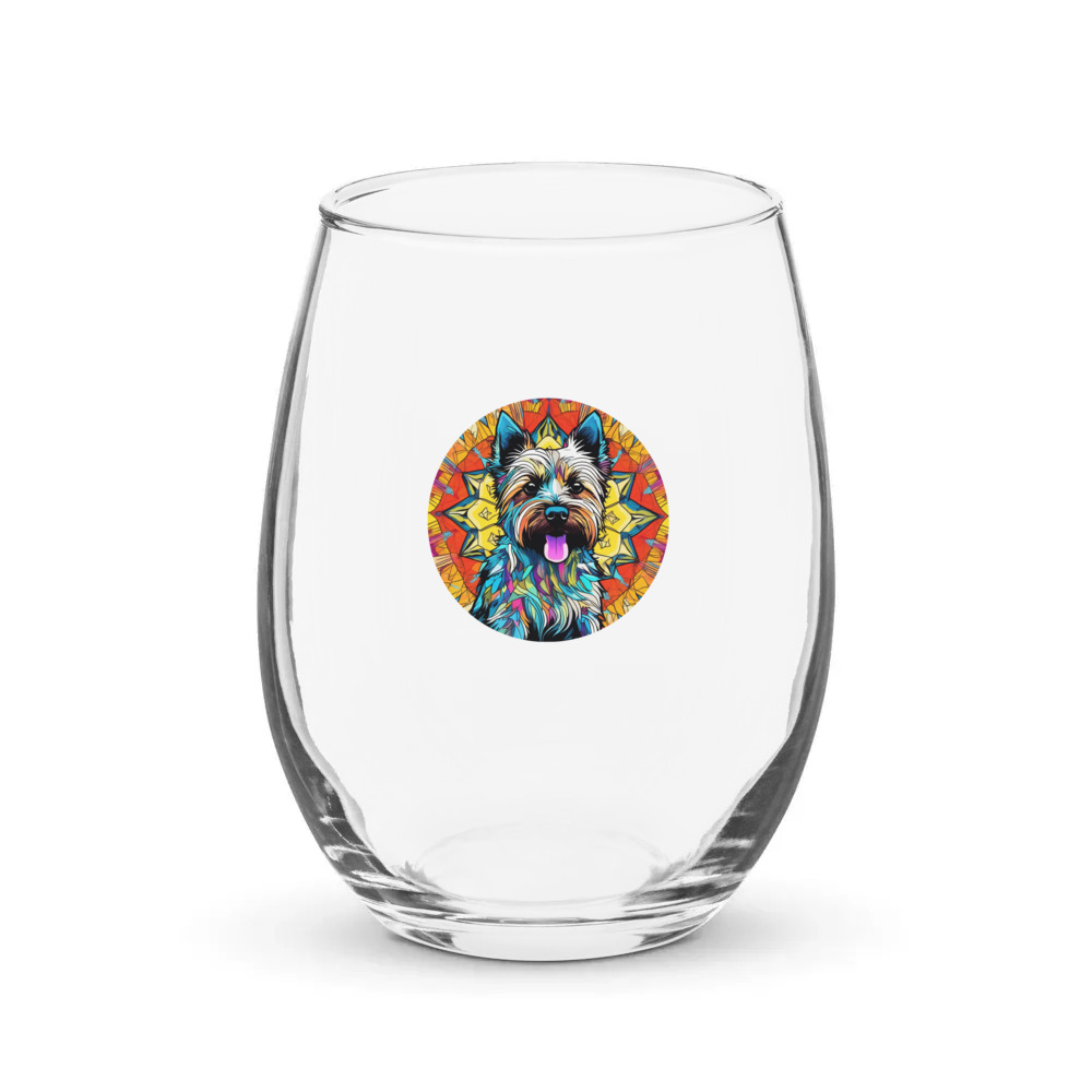 PugMug Custom Cairn Terrier Stemless Wine Glass