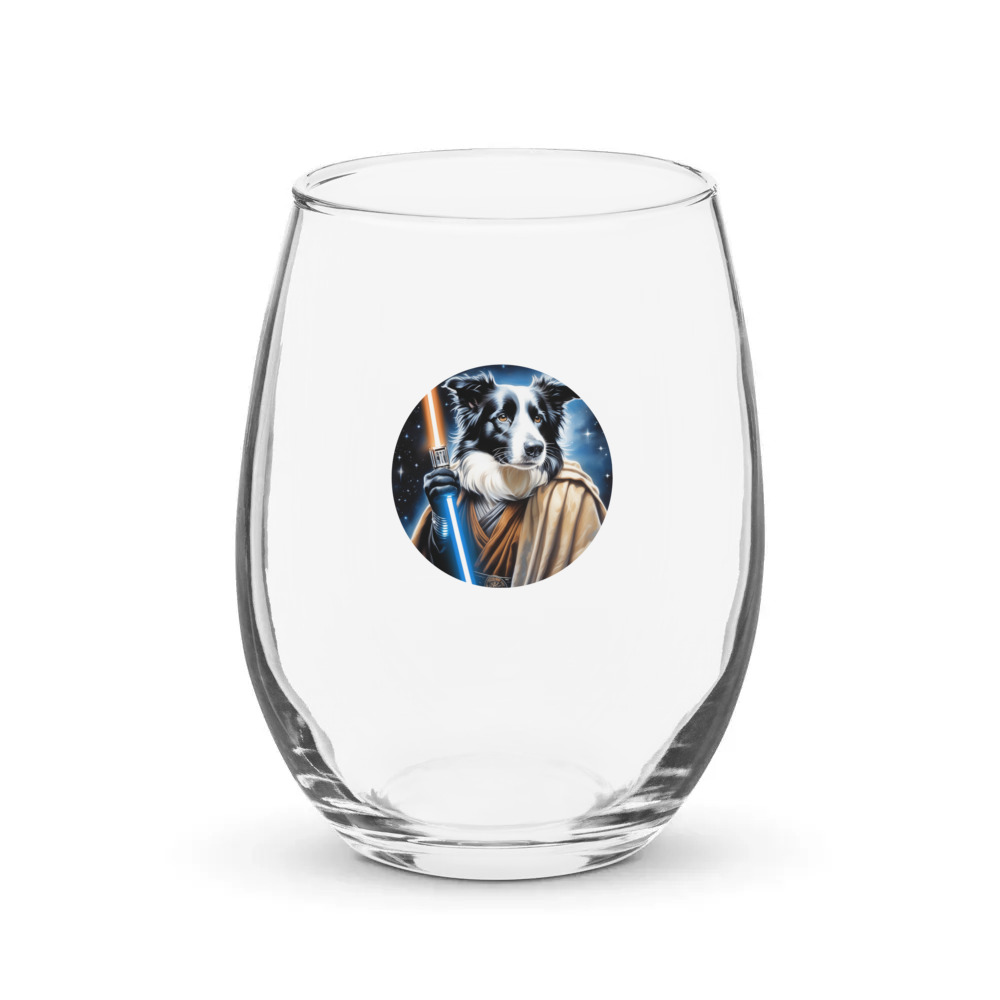 PugMug Custom Border Collie Stemless Wine Glass