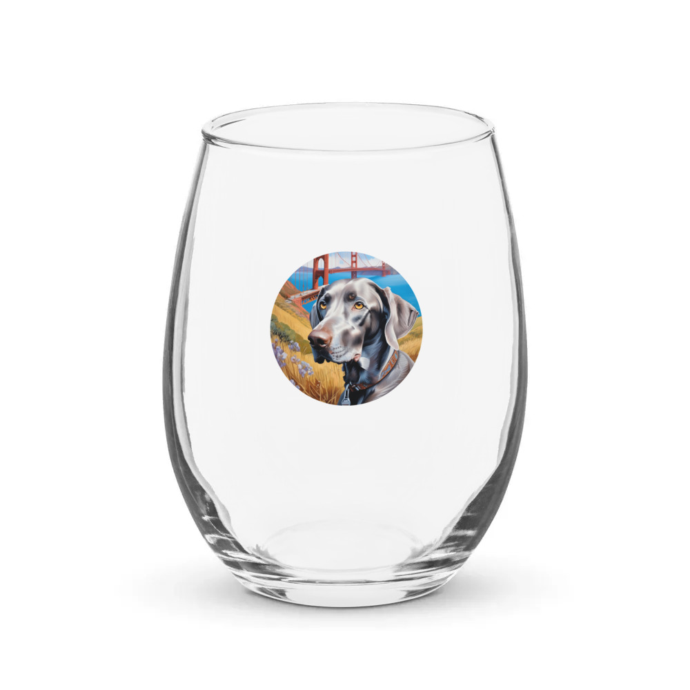 PugMug Custom Weimaraner Stemless Wine Glass