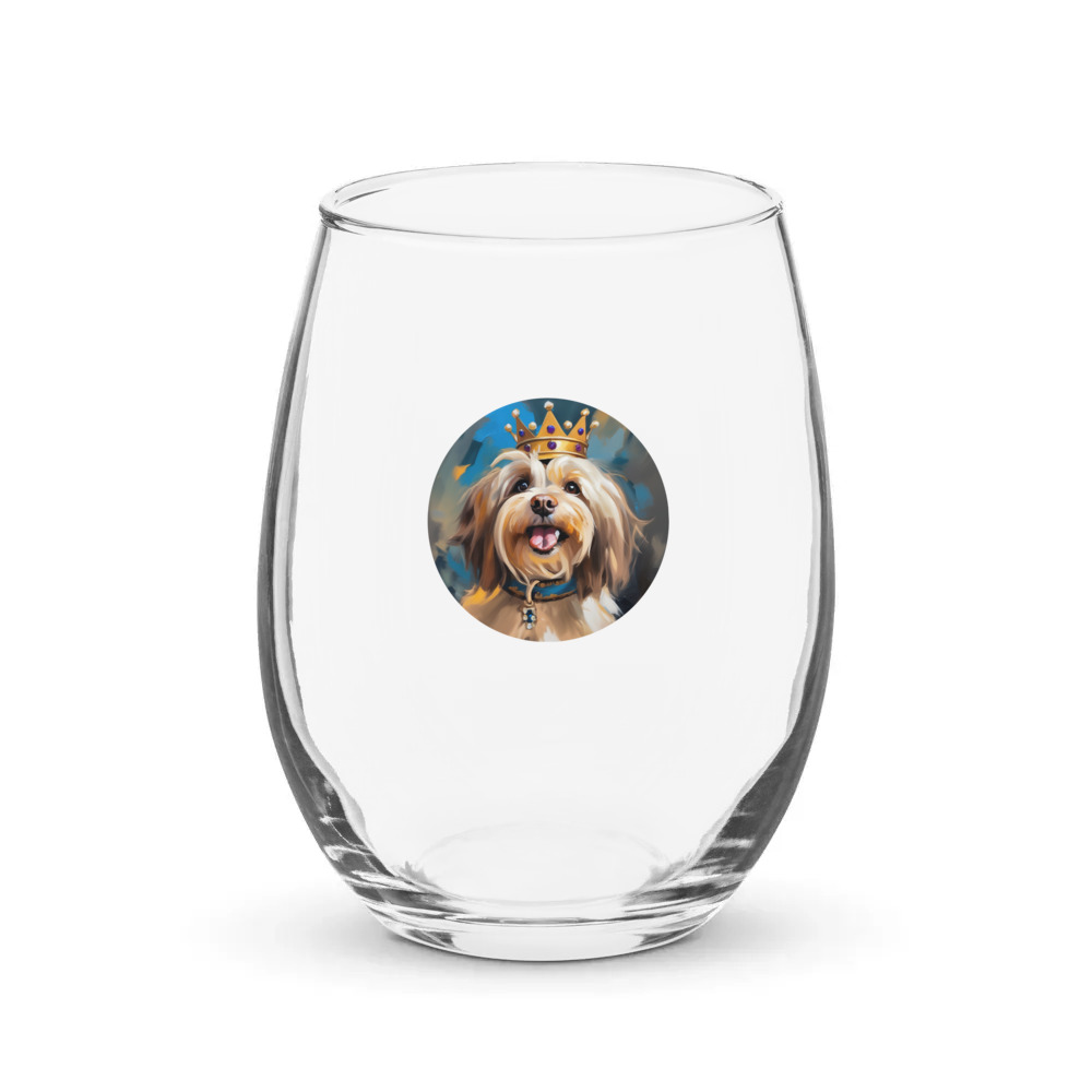 PugMug Custom Tan Havanese Dog Stemless Wine Glass
