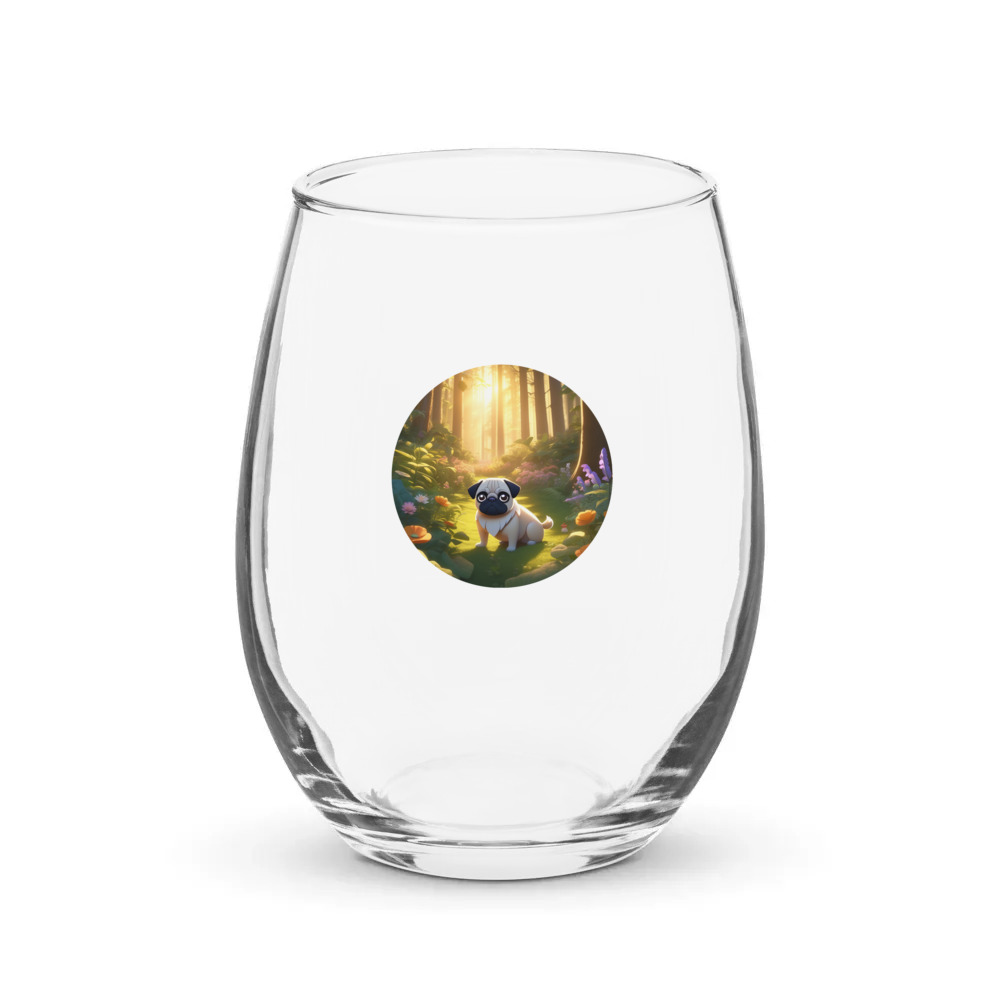 PugMug Custom Pug Stemless Wine Glass