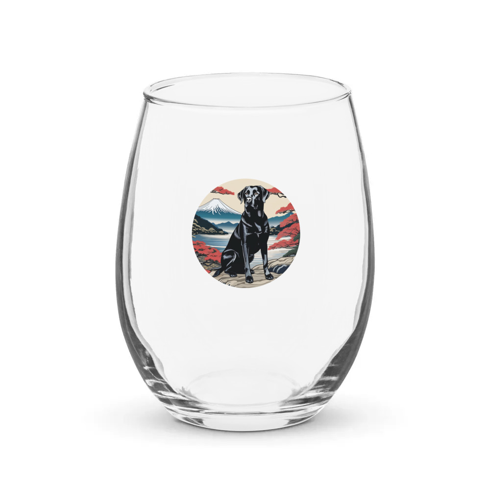 PugMug Custom Black Labrador Retriever Stemless Wine Glass
