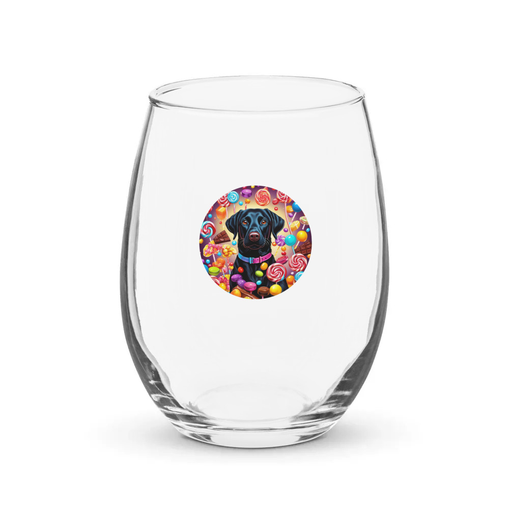 PugMug Custom Black Labrador Retriever Stemless Wine Glass