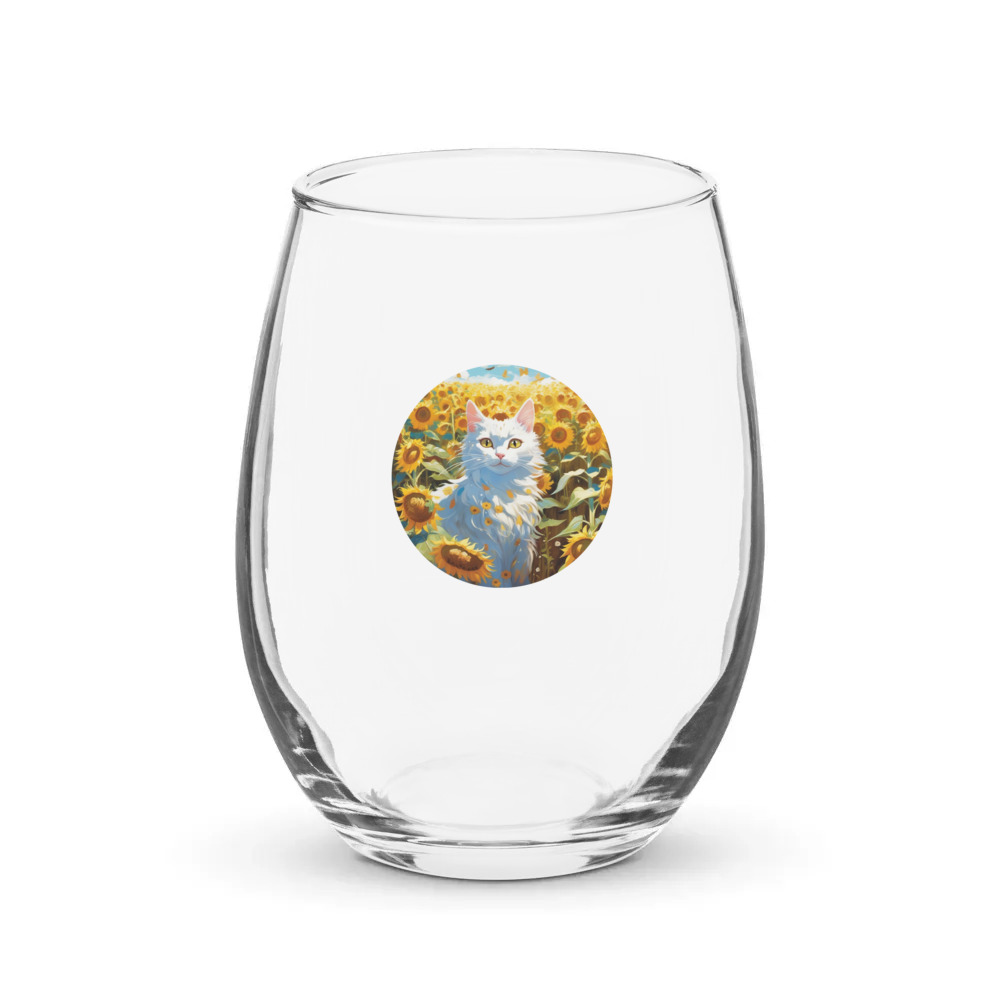 PugMug Custom White Companion Cat Stemless Wine Glass