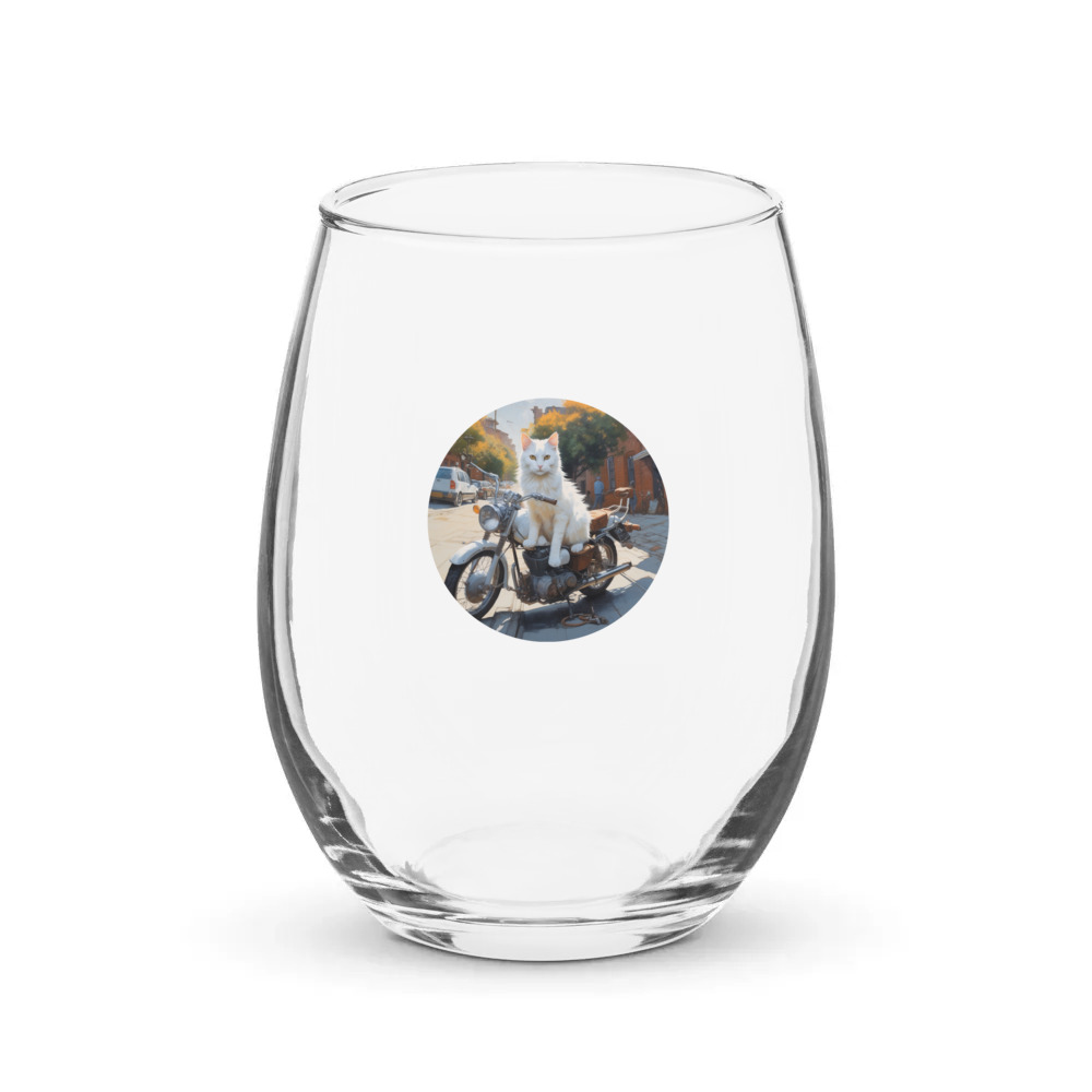 PugMug Custom White Companion Cat Stemless Wine Glass