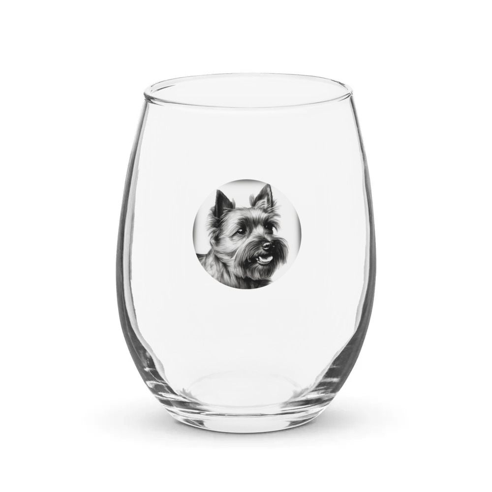 PugMug Custom Cairn Terrier Stemless Wine Glass