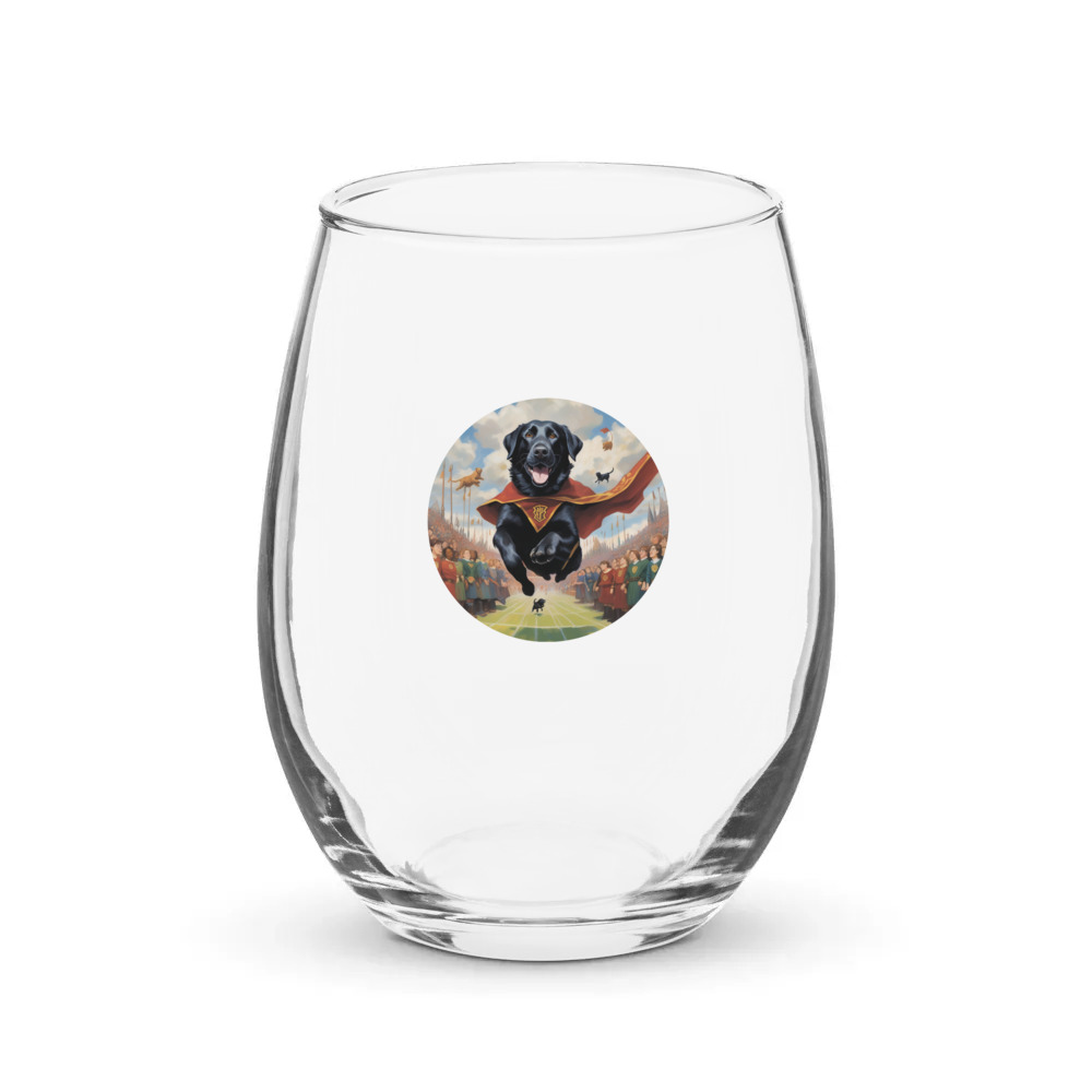 PugMug Custom Black Labrador Retriever Stemless Wine Glass