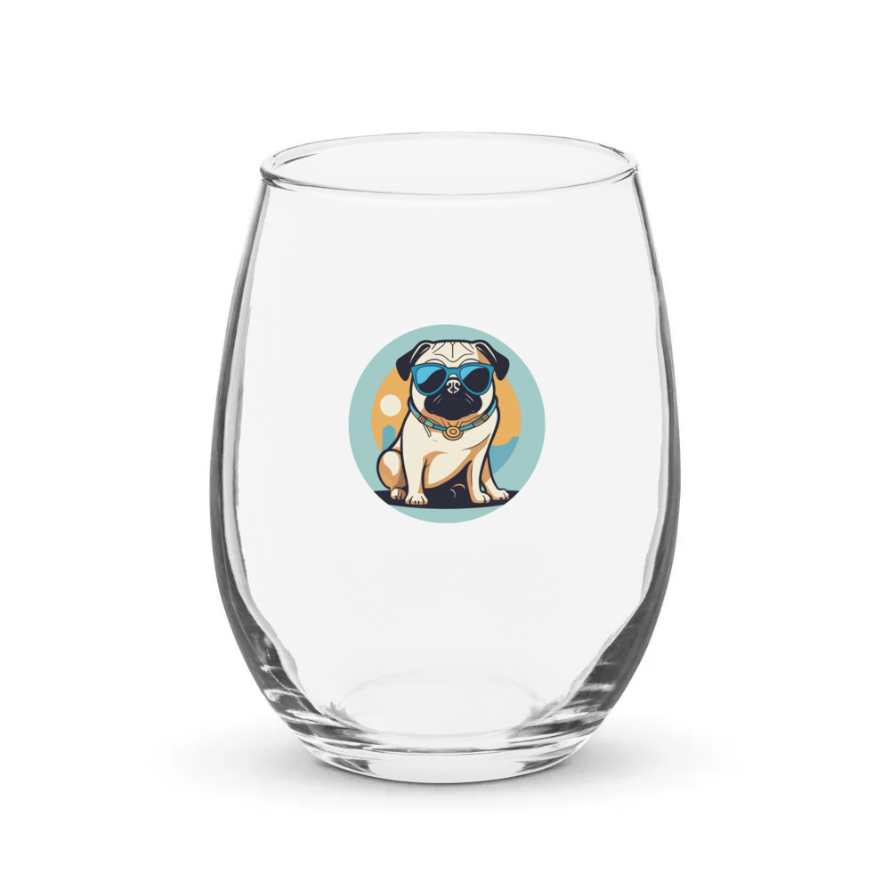 PugMug Custom Pug Stemless Wine Glass