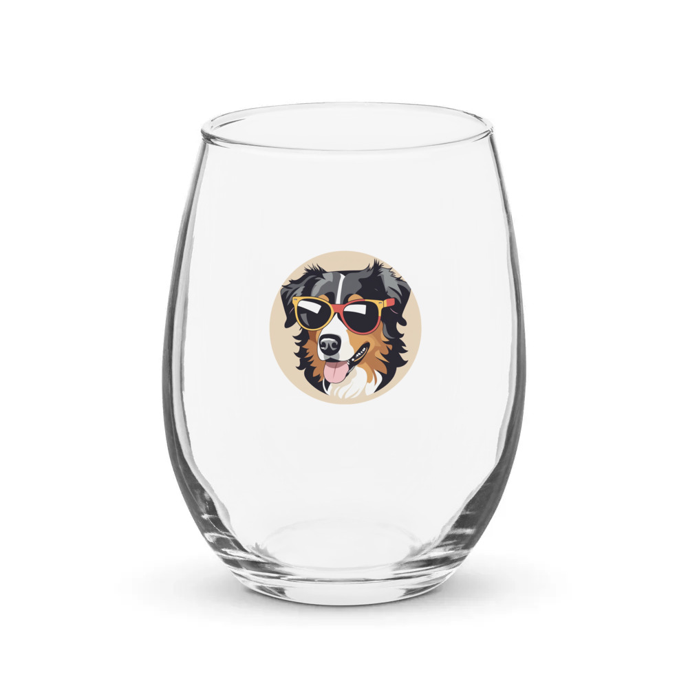 PugMug Custom Miniature American Shepherd Stemless Wine Glass