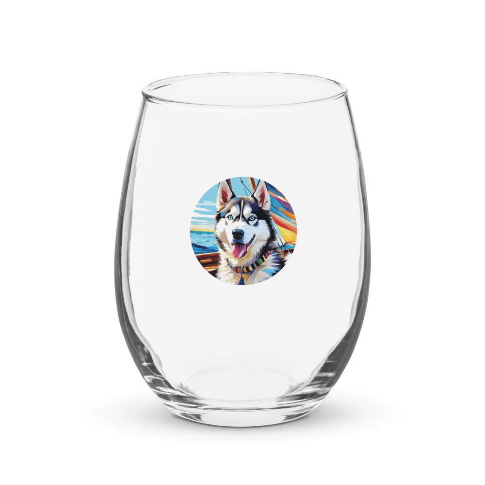 PugMug Custom Siberian Husky Stemless Wine Glass