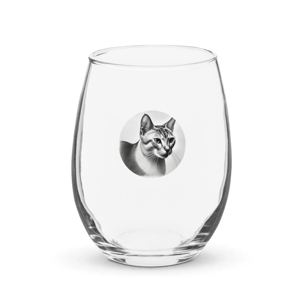 PugMug Custom White Abyssinian Cat Stemless Wine Glass